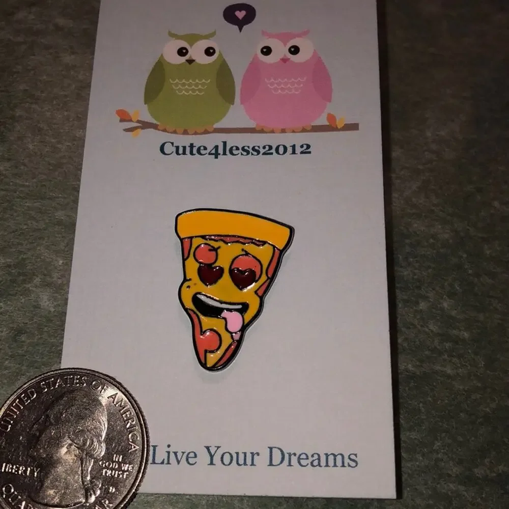 Funny Face Pizza Pin Brooch